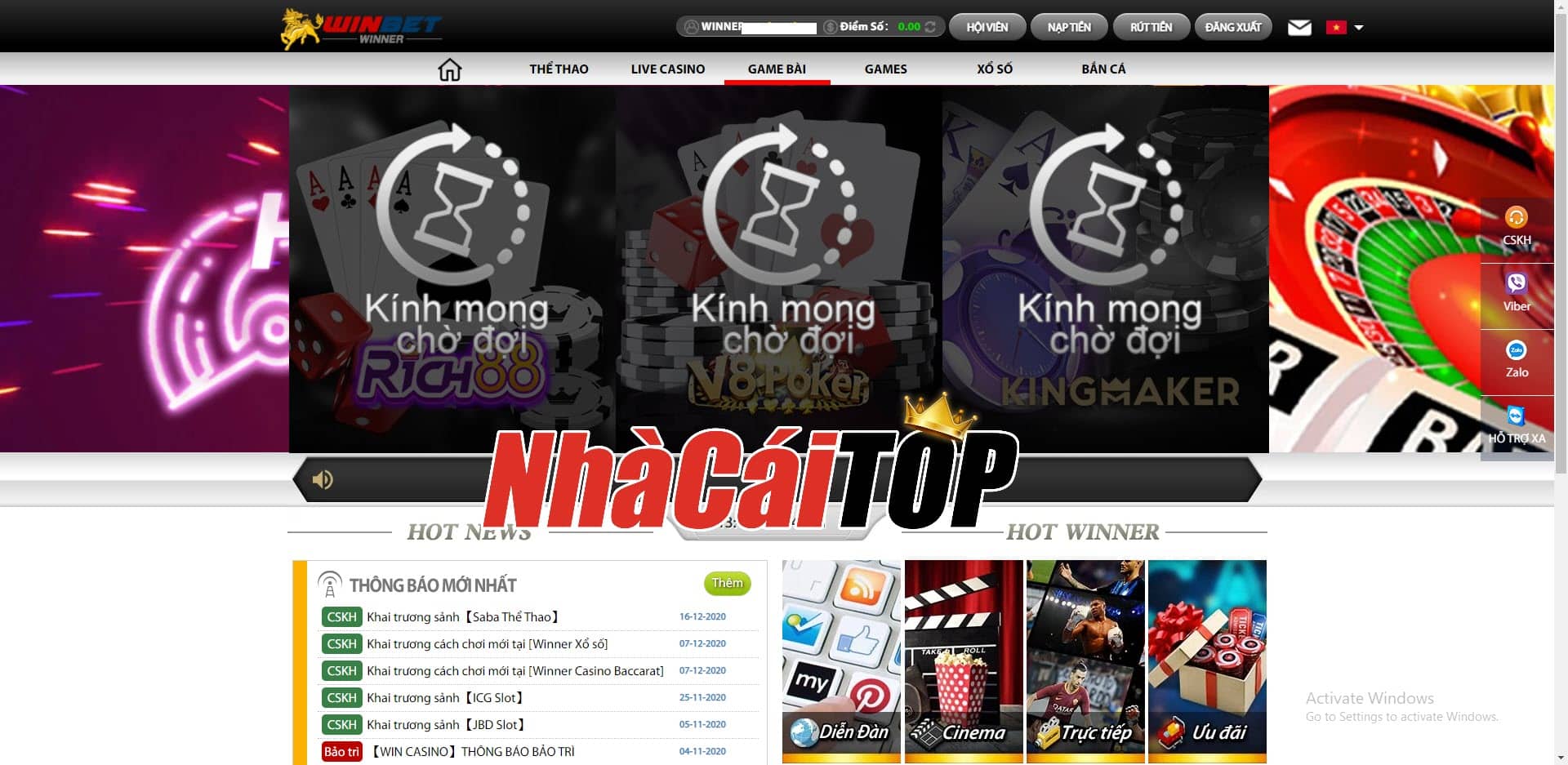 Trò chơi đánh bài nhà cái winbet win